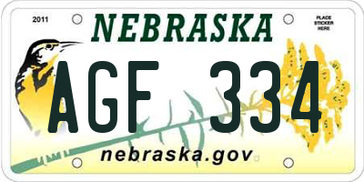 NE license plate AGF334