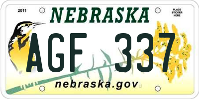 NE license plate AGF337