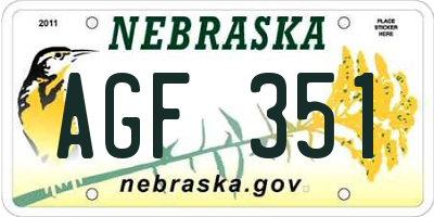 NE license plate AGF351