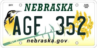 NE license plate AGF352