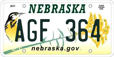 NE license plate AGF364