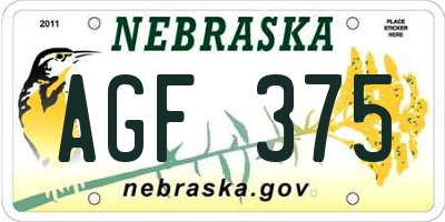 NE license plate AGF375