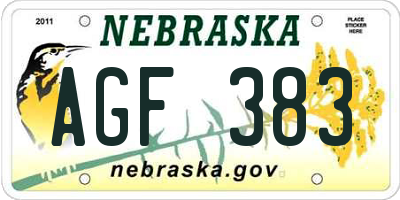 NE license plate AGF383
