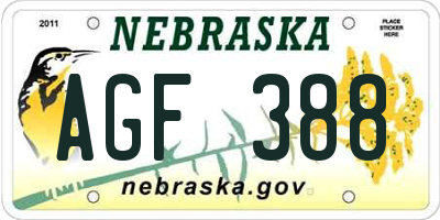 NE license plate AGF388