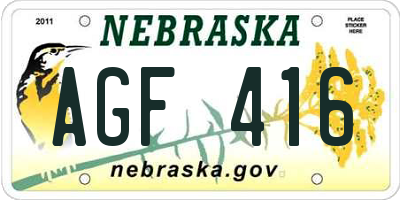 NE license plate AGF416