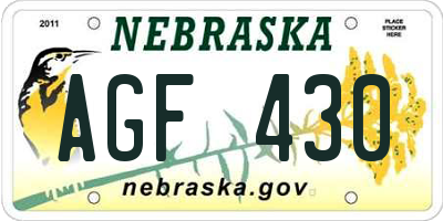 NE license plate AGF430