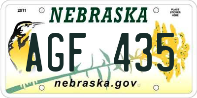 NE license plate AGF435