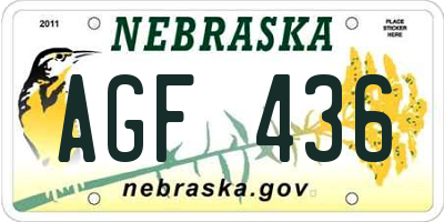 NE license plate AGF436