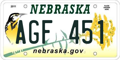 NE license plate AGF451