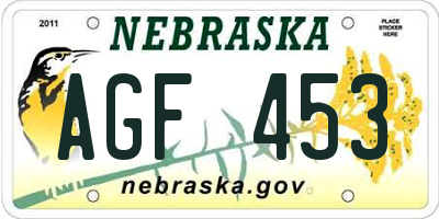 NE license plate AGF453