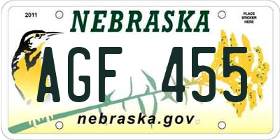 NE license plate AGF455