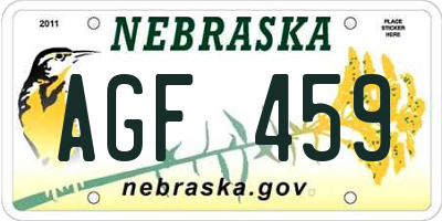 NE license plate AGF459