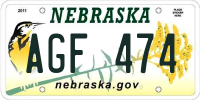 NE license plate AGF474