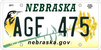 NE license plate AGF475