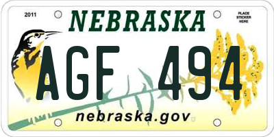 NE license plate AGF494