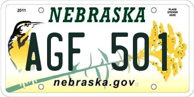NE license plate AGF501
