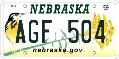 NE license plate AGF504