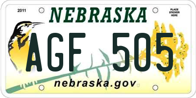 NE license plate AGF505