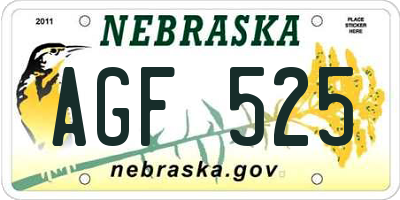 NE license plate AGF525