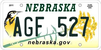 NE license plate AGF527