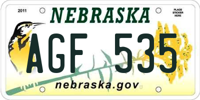 NE license plate AGF535