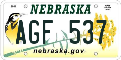 NE license plate AGF537