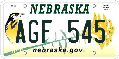 NE license plate AGF545