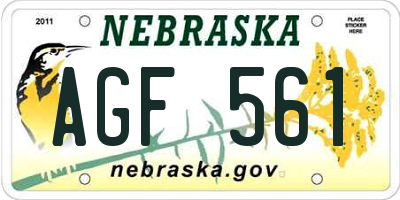 NE license plate AGF561