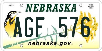 NE license plate AGF576