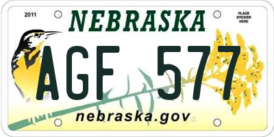 NE license plate AGF577