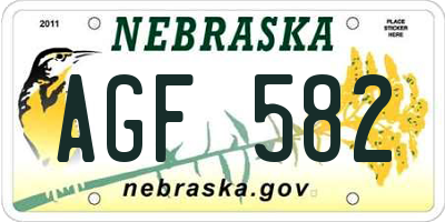 NE license plate AGF582