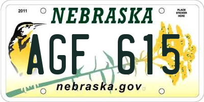 NE license plate AGF615