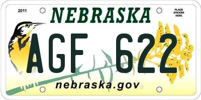NE license plate AGF622