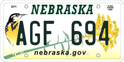NE license plate AGF694