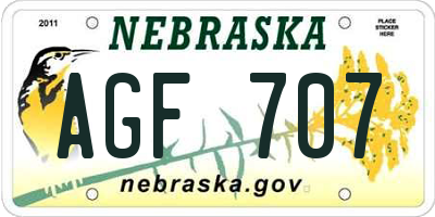 NE license plate AGF707