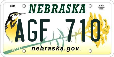 NE license plate AGF710