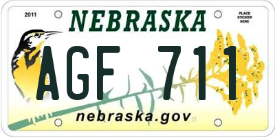 NE license plate AGF711