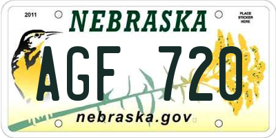 NE license plate AGF720