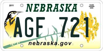 NE license plate AGF721