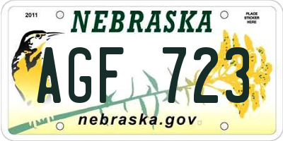 NE license plate AGF723