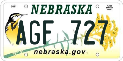NE license plate AGF727