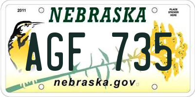 NE license plate AGF735