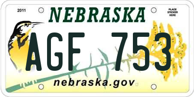 NE license plate AGF753