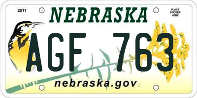 NE license plate AGF763