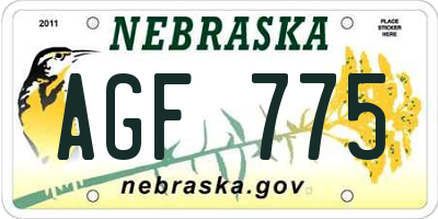 NE license plate AGF775