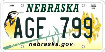 NE license plate AGF799