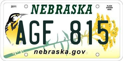 NE license plate AGF815
