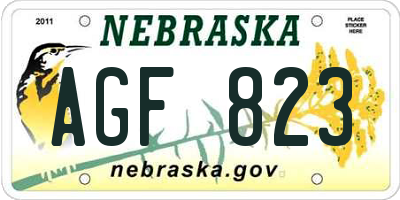 NE license plate AGF823