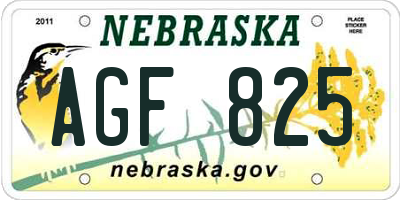 NE license plate AGF825