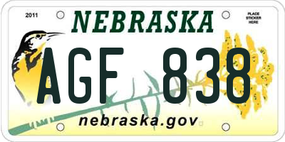 NE license plate AGF838